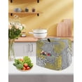 thumbnail image 5 of Yellow Gray Floral Stand Mixer Dust Cover with Storage Pocket & Handles,Farmhouse Retro Abstract Flowers Art Fits All Tilt Head & Bowl Lift Kitchen Appliance Cover Organizer Accessories,4.5-5 Quart, 5 of 6