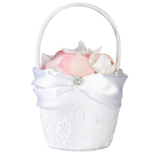 white flower girl baskets