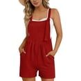thumbnail image 2 of ClodeEU Women's Sleeveless Wide Leg Overall Shorts,Casual Loose Summer Romper Jumpsuit with Pockets Red,Women's Plus XL, 2 of 8