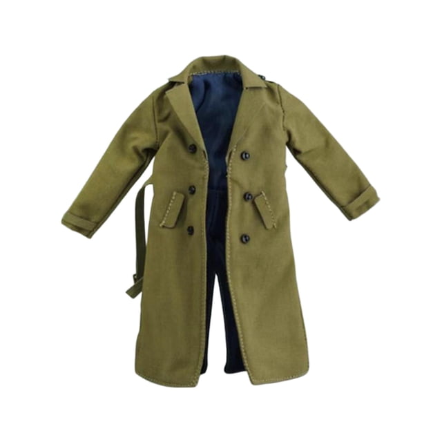 1/12 escala mujeres hombres figura gabardina, traje de ropa de muñeca hecha a mano, ropa en miniatura para figuras de acción masculinas femeninas de 6 Verde Hugo gabardina