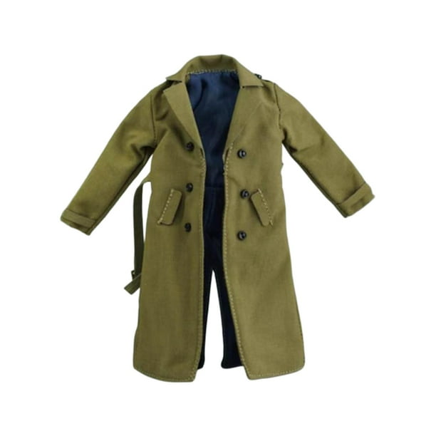 1/12 escala mujeres hombres figura gabardina, traje de ropa de muñeca hecha a mano, ropa en miniatura para figuras de acción masculinas femeninas de 6 Verde Hugo gabardina