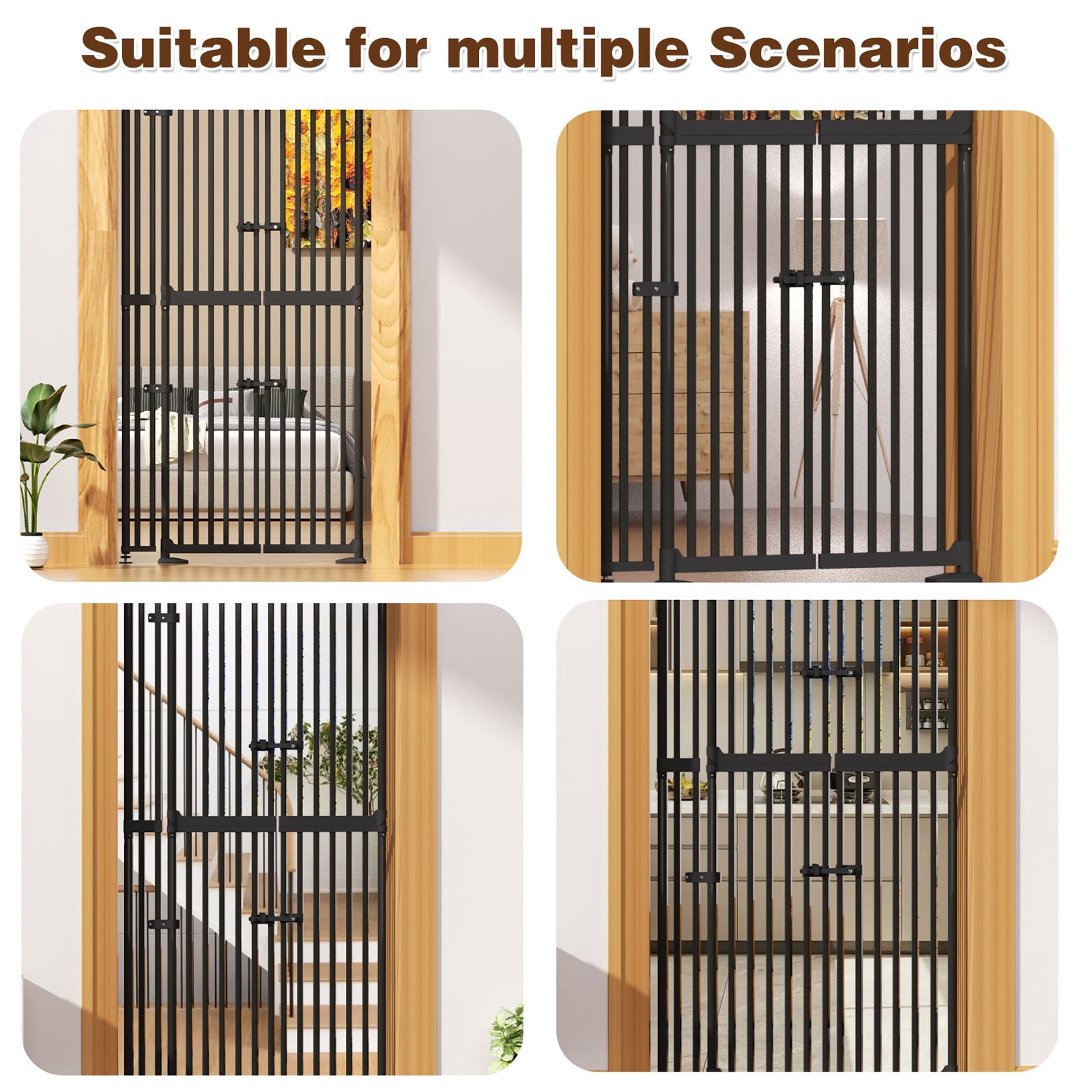 XJD 71" Extra Tall Cat Gate – Fits 30.31"-38.2" Wide Openings, Auto-Close, Narrow 1.37" Gaps, No-Drill Pressure Mount, Double Opening Design Pet Gate, White