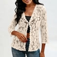 thumbnail image 2 of yardsong Summer Cardigans for Women 2026 Lightweight 3/4 Sleeve Crochet Lace Cardigan Dressy Casual Open Front Bolero Shrug 2026 Beige,S, 2 of 9