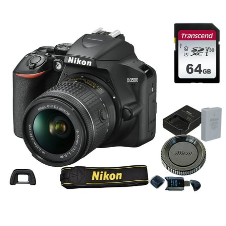 Nikon D3500 DSLR Camera w/ AF-P DX 18-55mm VR Lens  + 64GB Memory