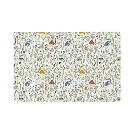 

Rocae Colorful Mushrooms and Plants Printed Heat Resistant Place Mats Classic Hemstitch Cloth Fabric Placemats Imitation Linen Place Mat Table Mats 18x12 inch