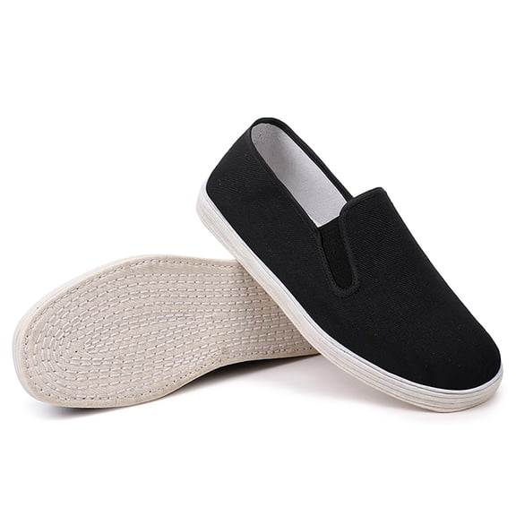 Tai Chi Kung fu Shoes Unisex Traditional Martial Arts Footwear Old Beijing Cloth Non-Slip Lightweight Training Shoes Four-Season Breathable Slip-on Slippers EU Size 41 Black