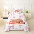 thumbnail image 2 of Erosebridal Cartoon Capybara Twin Bedding For Cute Animals Lover,Pink Bows Cartoon Bowtie Duvet Cover Set For Kids ,Reversible Pink 2pcs,No Comforter, 2 of 6