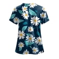 thumbnail image 5 of mgoYE Women Scrub Tops Printed Holiday Scrub Tops for Women Short Sleeve V-neck Stretchy Workwear Cute Printed 2 Pockets Scrub Shirt(Dark Blue,2XL), 5 of 9