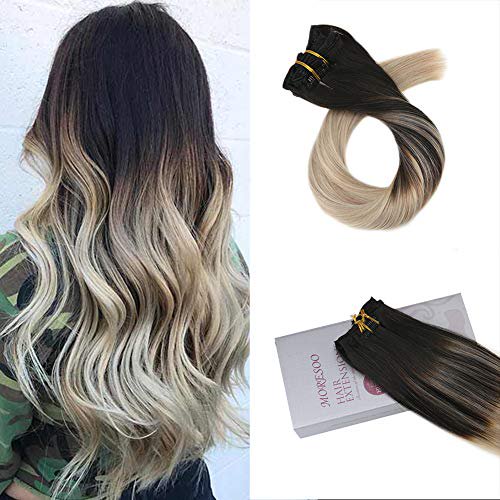 Moresoo 24inch Double Weft Clip In Human Hair Extensions Thick