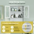 thumbnail image 6 of Giantex Over The Toilet Storage Cabinet, Above Toilet Bathroom Organizer with Tempered Glass Doors & Adjustable Shelf, Freestanding Space Saver Rack for Restroom, Laundry, 6 of 9