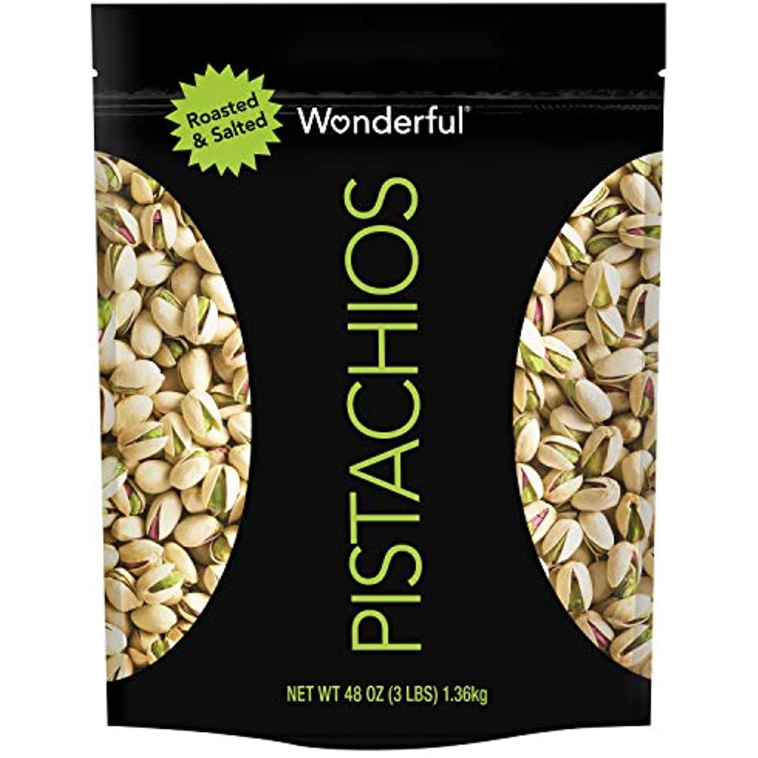 Wonderful Pistachios, InShell, Roasted And Salted Nuts, 48 Ounce