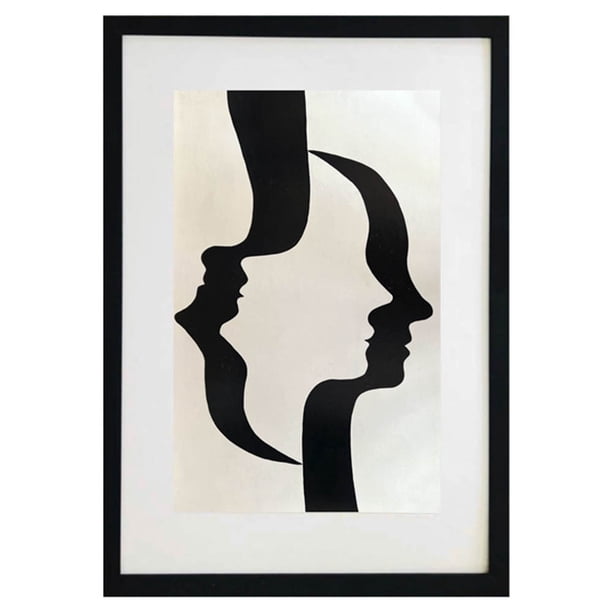 Cuadro de decorativo pintado 100% a mano colección abstractos 4 vistas enmarcado con madera y vidrio