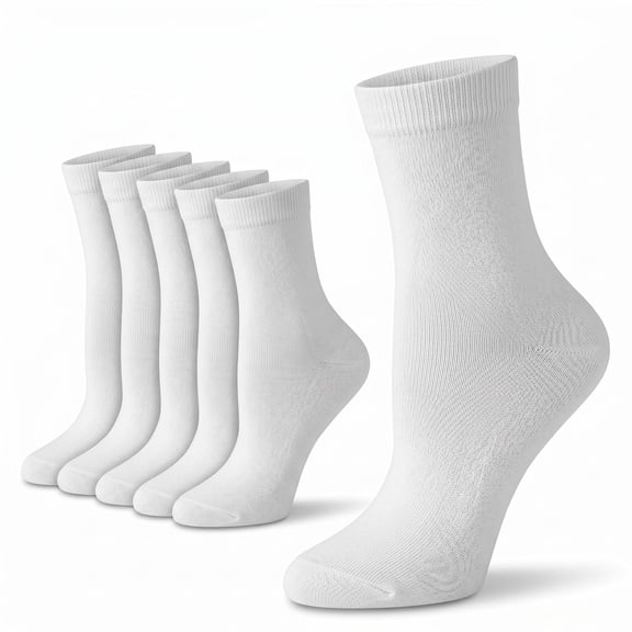 Men's White Quarter Socks - 6 Pairs