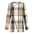 thumbnail image 6 of GTEYOIJN Ladies' Checked Cardigan Yellow Cardigan Women Plaid Casual Long Sleeve Open Front Work Blouses Lightweight Fall Jacket Work Clothes, 6 of 7
