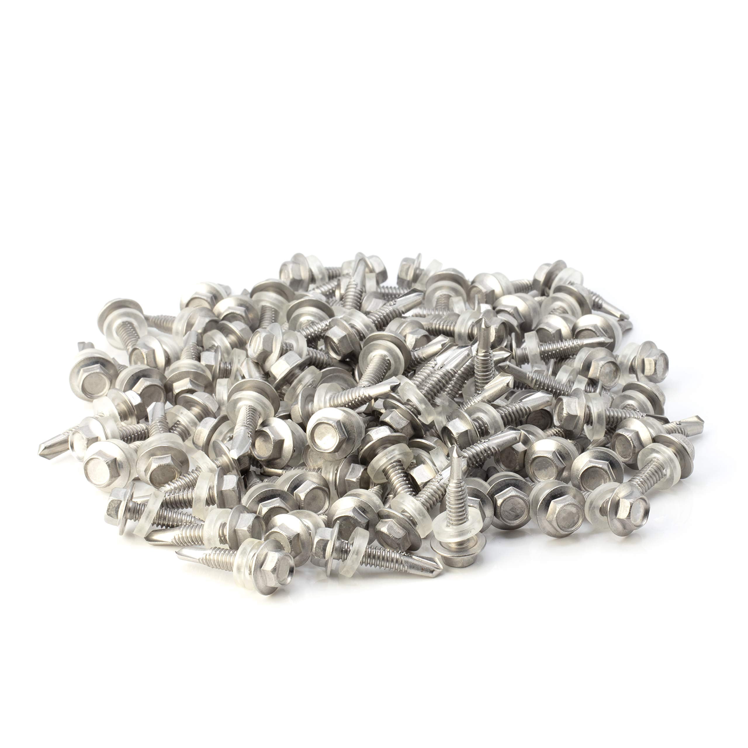 THE CIMPLE CO - 100pc Stainless Steel Self Drilling Tapping Screws #12 x 1" Hex Washer Head