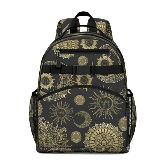 Gothic Solar Eclipse Backpack - Waterproof & Breathable Book Bag with Chest Strap, Dark Aesthetic