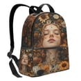 thumbnail image 2 of Lsque Whimsical Flower Crown Maiden Pattern Backpack – School Travel Canvas Daypack with Ergonomic Padded Straps, Multiple Compartments & Leather Handle, 2 of 5