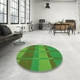 thumbnail image 4 of Ahgly Company Machine Washable Indoor Round Transitional Neon Green Area Rugs, 7' Round, 4 of 7