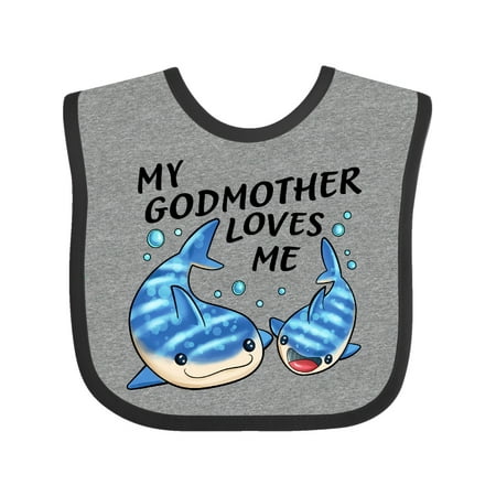 

Inktastic My Godmother Loves Me- whale shark Gift Baby Boy or Baby Girl Bib