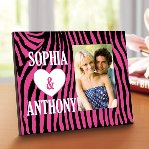 Personalized 4x6 Zebra Print Picture Frame, Pink/Black