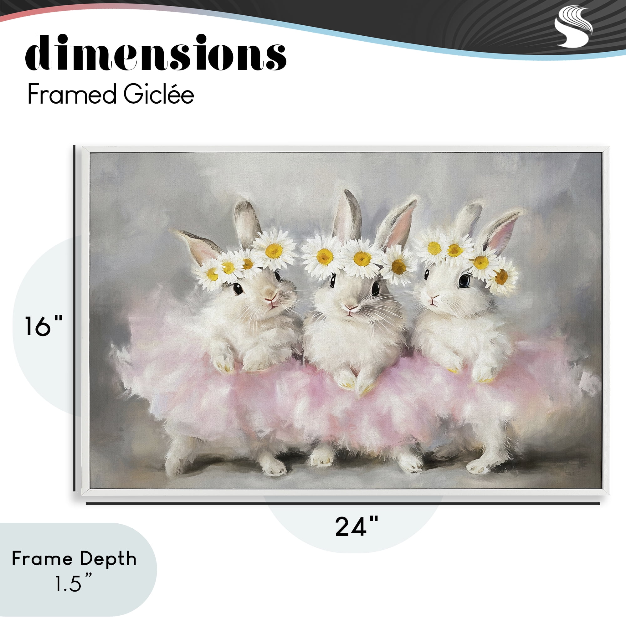 Stupell Industries Dancing Bunnies in Tutus White Framed Giclee Art, design by Tina LeCour