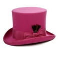 thumbnail image 1 of Ferrecci Satin Lined Fuchsia Wool Top Hat with Grosgrain Ribbon and Removable Feather - Unisex, Men, Women (Medium 57cm-7 1/8), 1 of 4