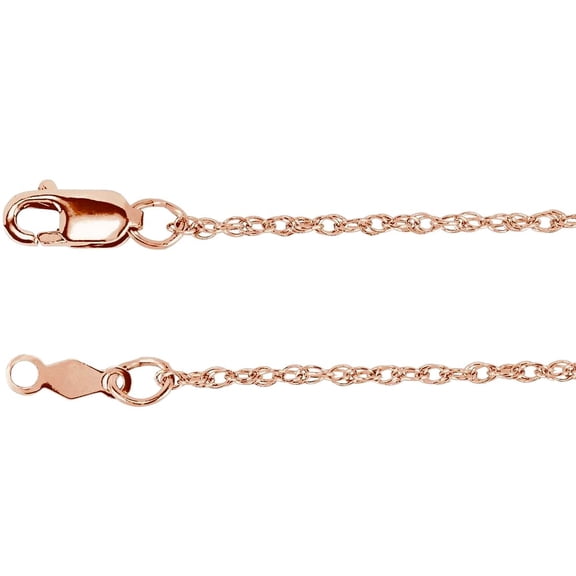 18k Rose Gold 1.25mm Rope 16 Inch Chain Chain Necklace for Women and Men - 1.8 Grams