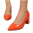 thumbnail image 5 of Orange High Heel Shoes For Women Solid Color Square Heel Pointed Toe Comfort Flats Suitable For Evening Parties And Everyday Wear Size 36, 5 of 9