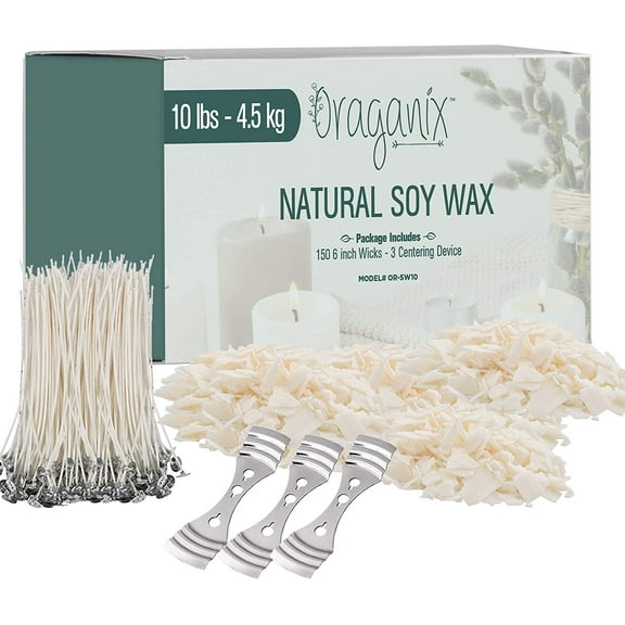 Oraganix Diy Candle Making Kit and Candle Making Supplies - 10lb Soy Candle Wax - 150, 6"- White