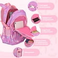 thumbnail image 5 of 3PCS School Backpack with Lunch Bag & Pencil Pouch, Printed Girls School Bag Set for Primary Middle School Students - Purple, 5 of 9