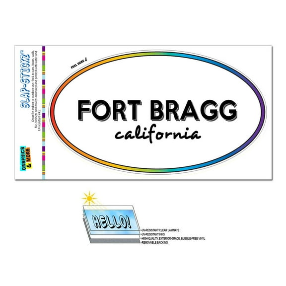 Fort Bragg, CA - California - Rainbow - City State - Oval Laminated Sticker