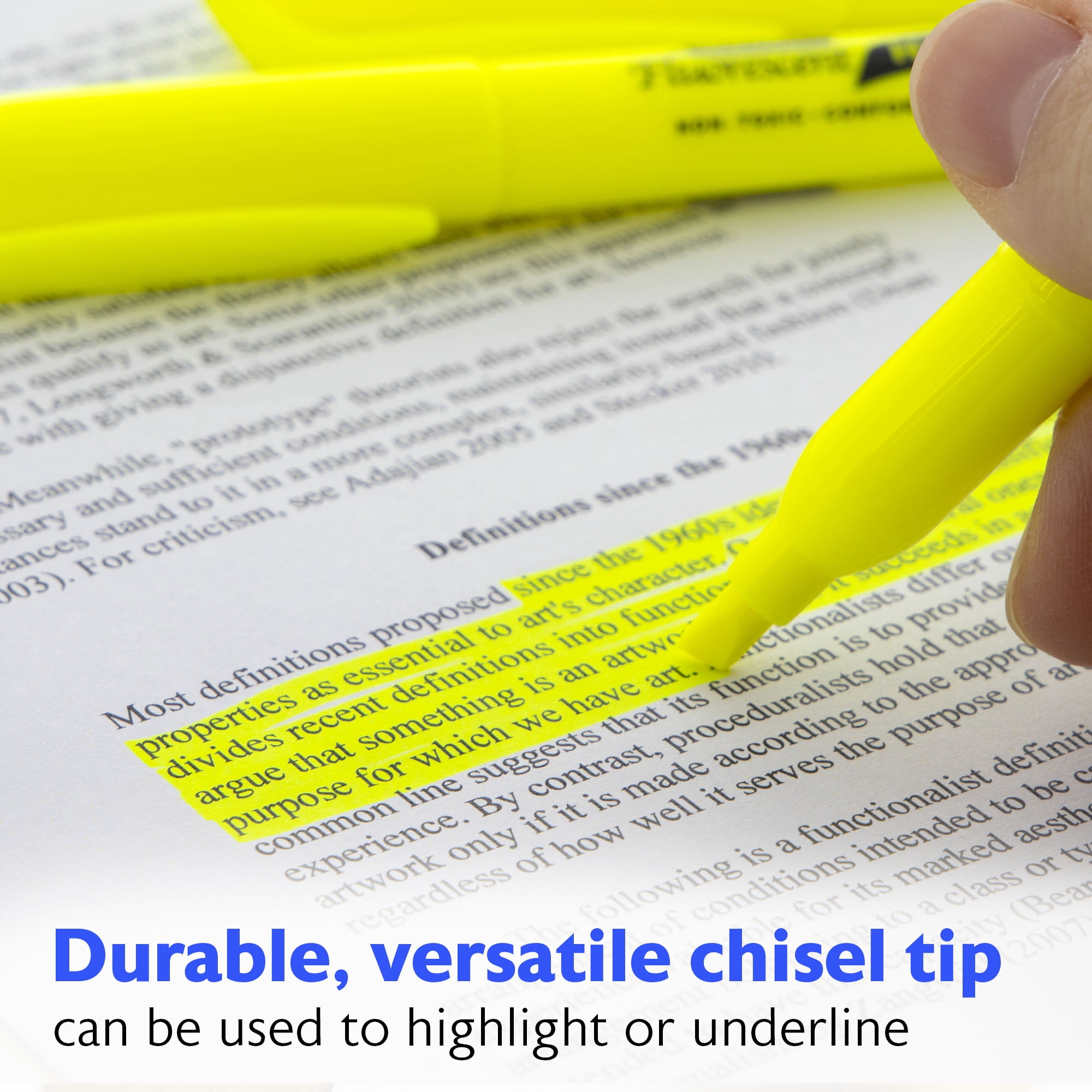 BAZIC Neon Yellow Highlighter Chisel Tip Unscented Marker (5/Pack), 24-Packs