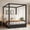Black, variant on Christopher Knight Home Queen Canopy Platform Bed, Upholstered Headboard, Solid Wood Frame, Black