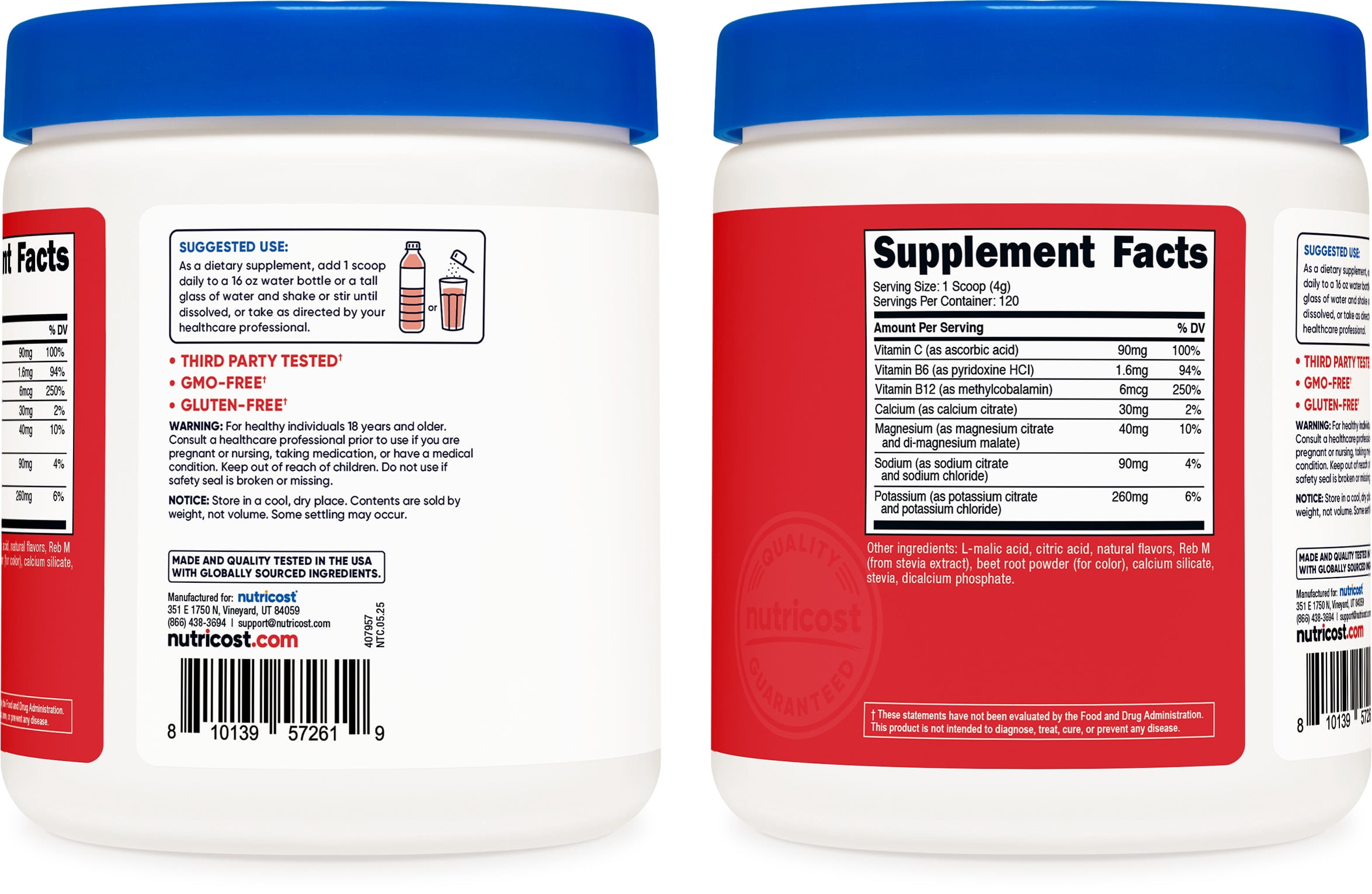 Nutricost Electrolyte Complex Powder (Fruit Punch) 120 Servings - Hydration Supplement Drink Mix with Vitamins and Minerals