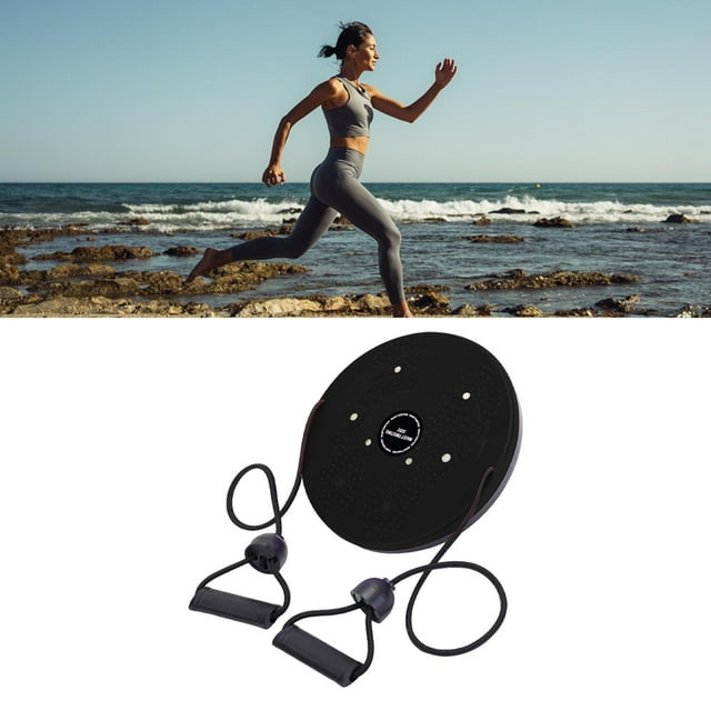 Disco de torsión de cintura, tabla de torsión de cintura con cuerda, ejercicio portátil para fitness, práctica de ejercicios aeróbicos en el gimnasio Negro
