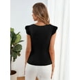 thumbnail image 2 of Vafful Womens Summer Shirt High Neck Casual Tshirts Puff Sleeve Tops for Women S-XL Black, 2 of 6