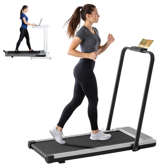 Compact Armless Treadmill, 3-in-1 Under Desk Walking Pad | Portable Quiet Treadmill for Home & Office