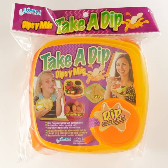 Compac Home Take A Dip Plastic Lunch & Snack Container, Orange-Yellow, Microwave & Dishwasher Safe