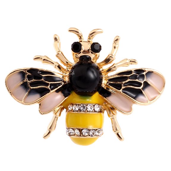 Realistic Enamel Bumble Animal Brooch Black Gold Lapel Pin Broach