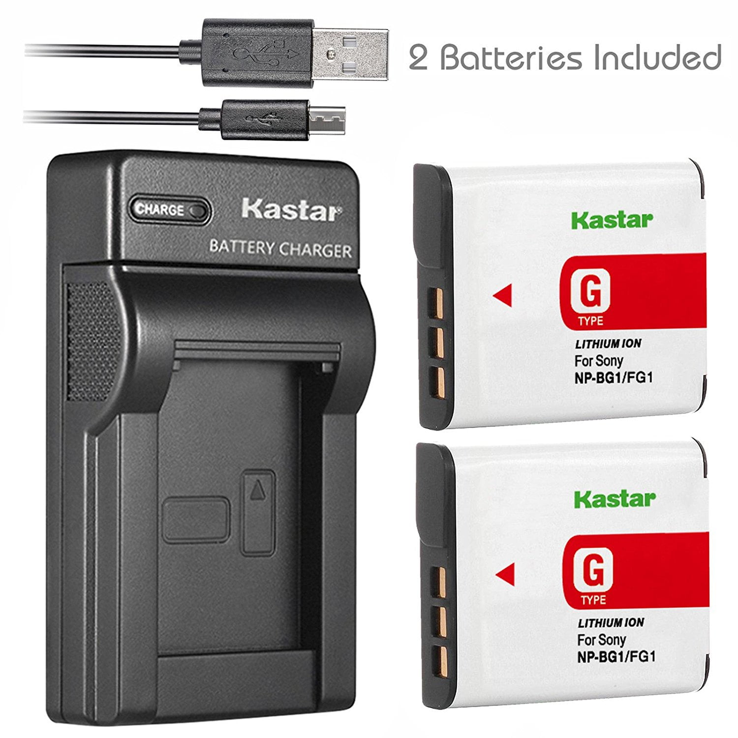 Kastar Battery (X2) & Slim USB Charger for Sony Cybershot DSCHX5V, DSC