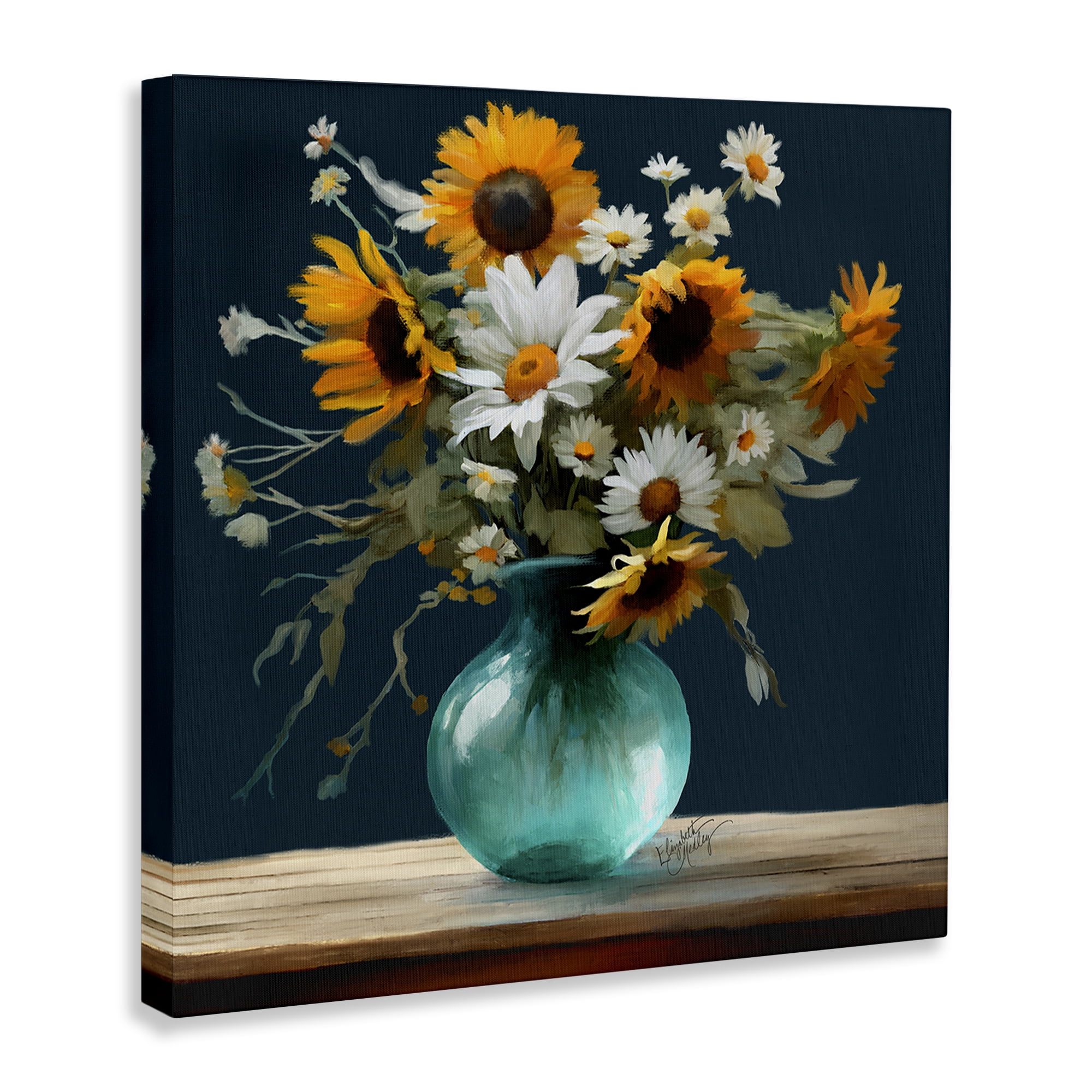 Stupell Industries Summer Sunflower Bouquet Botanical & Floral Painting Gallery Wrapped Canvas Art Print Wall Art, 24 x 24