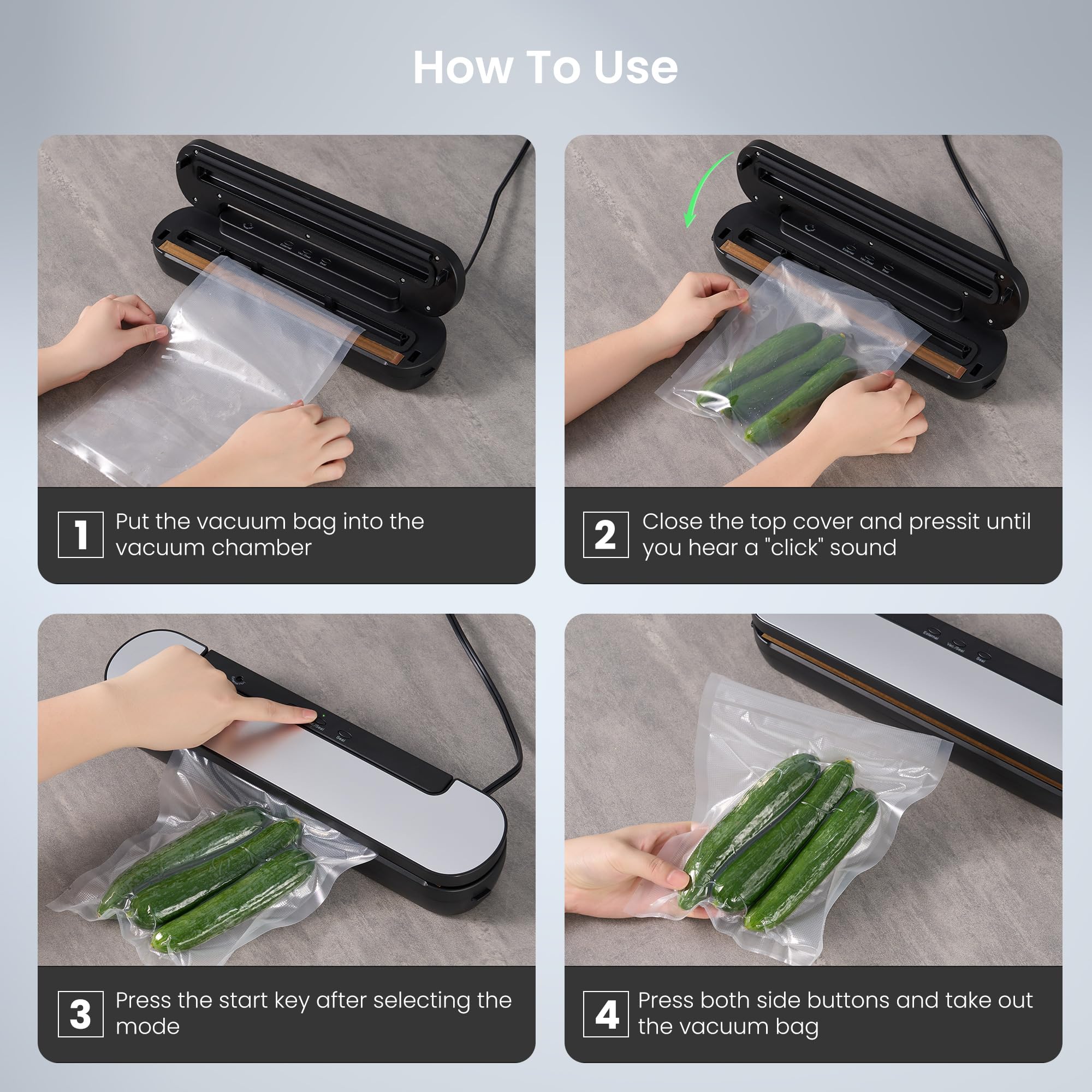 Vacuum Sealers for Food Storage , with 3-in-1 Versatility and Space-Saving Design