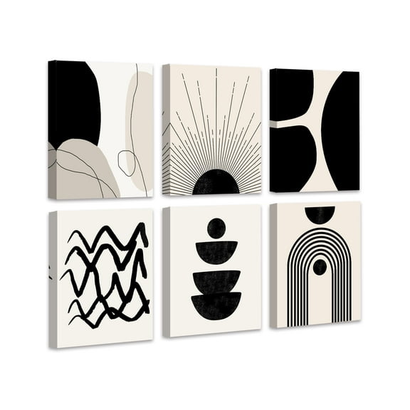 Drsoum Abstract Boho Wall Art Minimalist Geometric Framed Room Decor Black Bohemian Poster 8"x10"