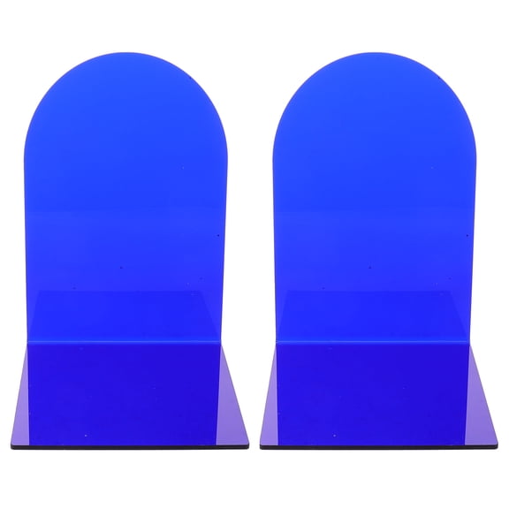 GETAJGHSD 2Pcs Clear Dark Blue Acrylic Book Holders for Desk Modern Minimalist Bookend Design