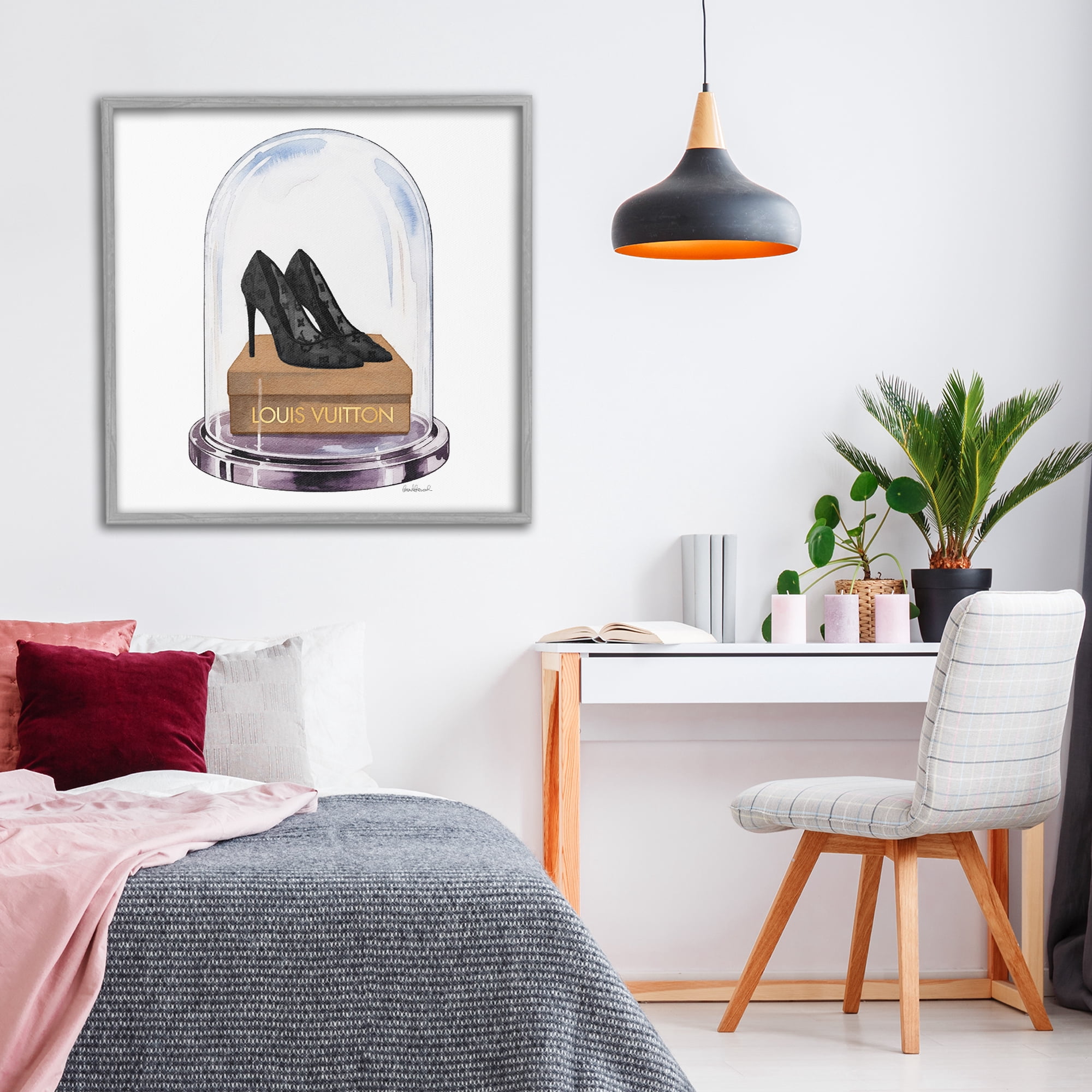 Stupell Industries Black Heels in Bell Jar Gray Framed Giclee Art, design by Amanda Greenwood