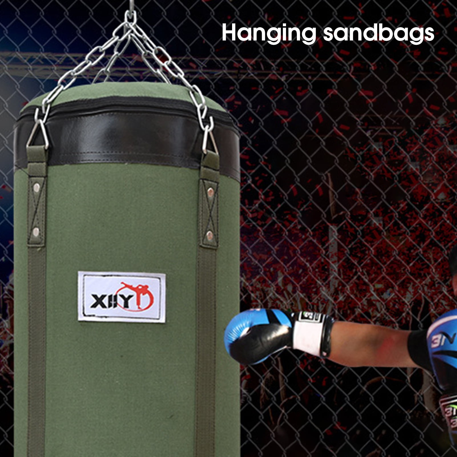 Canvas Boxing Bag Hanging Design High Strength Good Toughness Empty Punching Bags for Gym -Green,120cm
