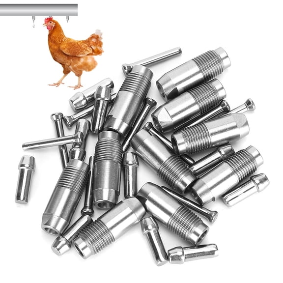 AXTQH 10-Pack Stainless Steel Automatic Chicken Water Nipples, 360-Degree Rolling Ball Drinker Feeder