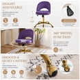 thumbnail image 5 of Ktaxon Office Desk Chair Adjustable Flannel Computer Task Chair Small Rolling Vanity Stool with Wheels for Study Make-up Dressing Room Purple, 5 of 13