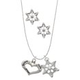 thumbnail image 1 of Delight Jewelry Silvertone Heart with 3 AB Crystals - Believe Faith Prayer Silver tone Snowflake Charm Necklace and Stud Earrings, 1 of 4