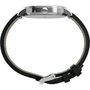 Timex Mens Easy Reader Bold 43mm Watch – Silver-Tone Case Black Dial with Black Leather Strap